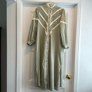 Tuckernuck Dress - green eyelet maxi dress